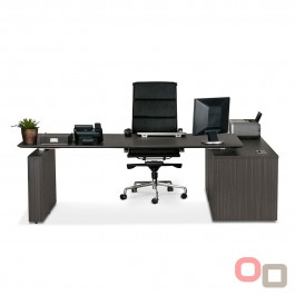 E1 Kingston Electric Executive Desk - Blackend Linewood