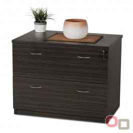 2 Drawers Lateral Filing Cabinet - Blackened Linewood