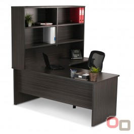 Corner Workstation Office Package - Blackened Linewood