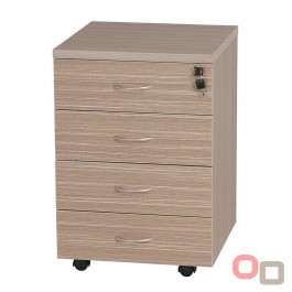 Mobile Pedestal 4 Drawers with Lock - Tawny Linewood 