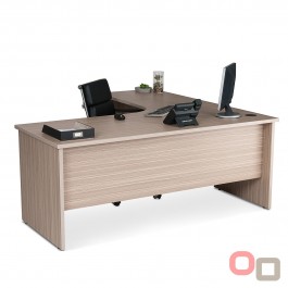 Radial Corner 2 Piece Workstation - Tawny Linewood