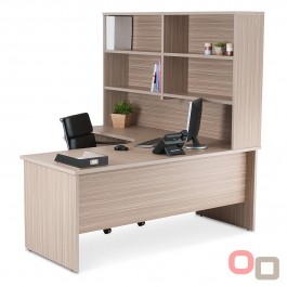Corner Workstation Office Package - Tawny Linewood 