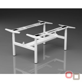 Argo Plus Electric Double Desk H Frame - WHITE Round Legs