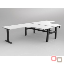 AGILE Manual Height Adjustable Double Corner Workstation 1800 - BLACK