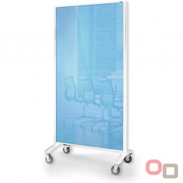 Mobile Room Divider Blue Glass Screen - Discontinued