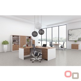 Premium Executive Office Package 9 - Walnut over White 