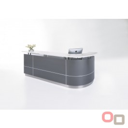 Executive J-Shaped Reception Counter - Metallic Grey LHS or RHS