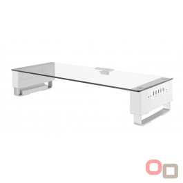 Glass Monitor Riser With USB Multimedia port