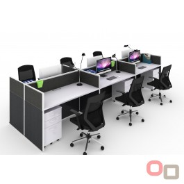 Charcoal Desk Partition with White Frame - 1200H