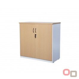 Counter Height Hinge Door Cupboard 900H - Oak Over White