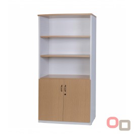 Half Door Stationery Cupboard 1800H - Oak over White