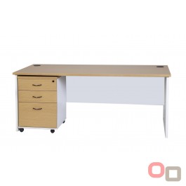Open Desk and Mobile Drawer Set - Oak Over White