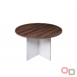 Walnut Cross Base Round Meeting Table 900D - 3 Colours