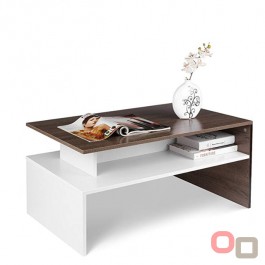 Rectangular Coffee Table - Walnut Over White 