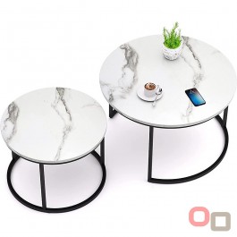 Nesting 2 Round Coffee Table - Marble Laminate 