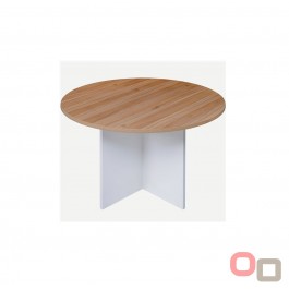 Walnut Cross Base Round Meeting Table 900 - 3 Colours