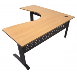 Rapid Corner Workstation 1800 x 1800 with Beech Top and Black Metal Frame & Modesty 