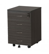 Mobile Pedestal 4 drawer with Lock - Blackened Linewood 