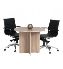 Cross Base Round Meeting Table 900 Linewood - 2 Colours