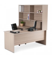Corner Workstation Office Package - Tawny Linewood 