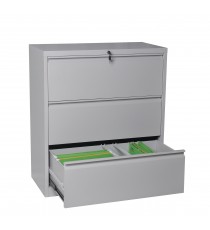 Metal 3 Drawer Lateral Filing Cabinet Silver - 4 Colours
