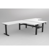 AGILE Manual Height Adjustable Double Corner Workstation 1800 - BLACK
