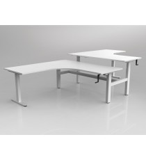 AGILE Manual Height Adjustable Double Corner Workstation 1800 - WHITE