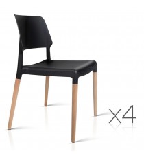 Mila Lunch Room Retro Chair Black x 4