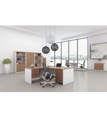 Premium Executive Office Package 9 - Walnut over White 