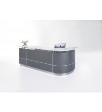 Executive J-Shaped Reception Counter - Metallic Grey LHS or RHS