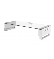 Glass Monitor Riser With USB Multimedia port