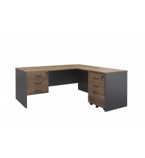 Corner Workstation With 4 Piece Package - Regal Walnut