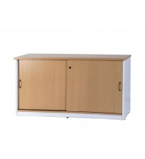 Premium Sliding Door Credenza OAK Over White - 3 Sizes