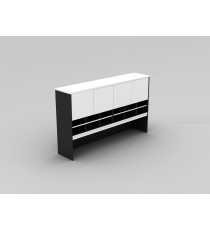 Double Pigeon Hole Hutch with Cupboards WHITE CHARCOAL