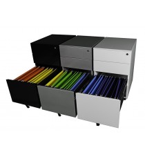 Steelco Trimline Metal Mobile Pedestal 3 Drawers - 3 Colours