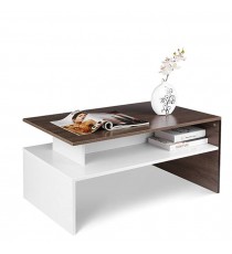 Rectangular Coffee Table - Walnut Over White 