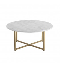 Cross Bar Round Coffee Table Golden Legs 