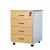 Mobile Pedestal 4 Drawers with Lock - OAK over White